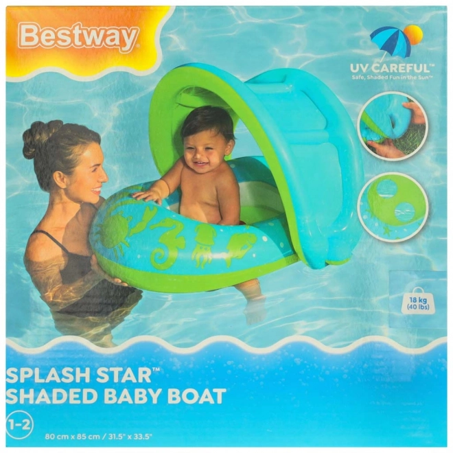 Inflatable Baby Swim Ring with Canopy in Green by Bestway