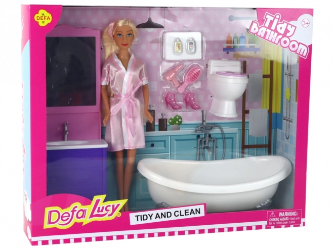 Children's Doll with Bathrobe and Bathroom Accessories