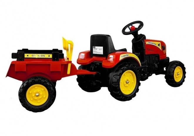 Red Children's Pedal Tractor with Trailer