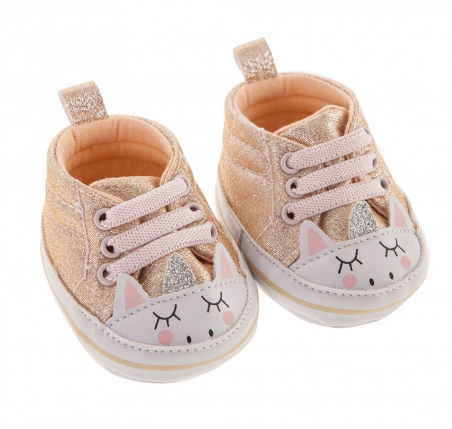 Gold Sneakers with Unicorn for Baby Dolls