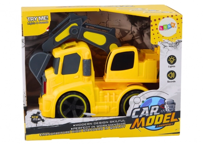 Adjustable Yellow Toy Excavator with Lights and Sounds