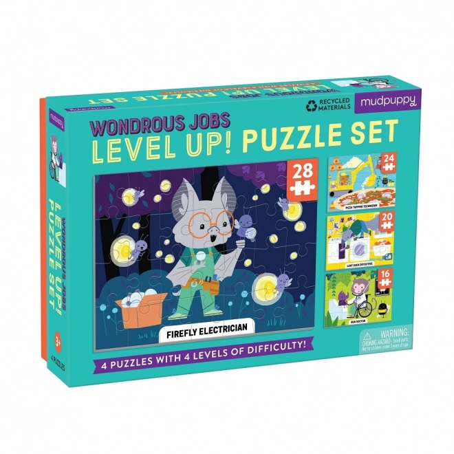 Mudpuppy Level Up! Amazing Careers 4-in-1 Puzzle Set