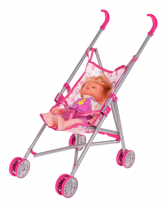 3-in-1 Doll Care Playset with Pink Stroller, Swing, Rocker and Doll