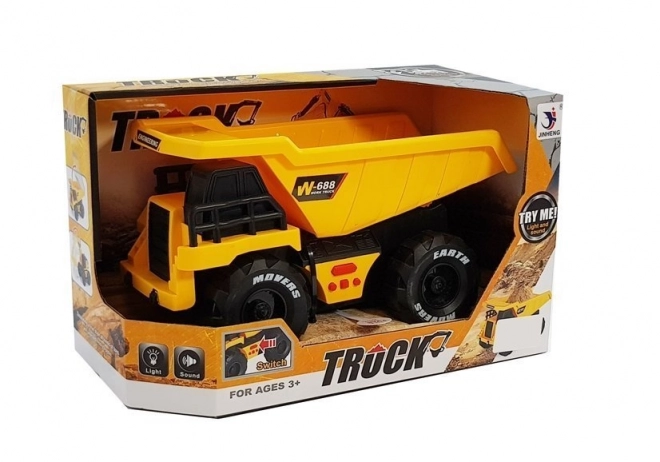 Yellow Friction Powered Dump Truck with Lights and Sounds