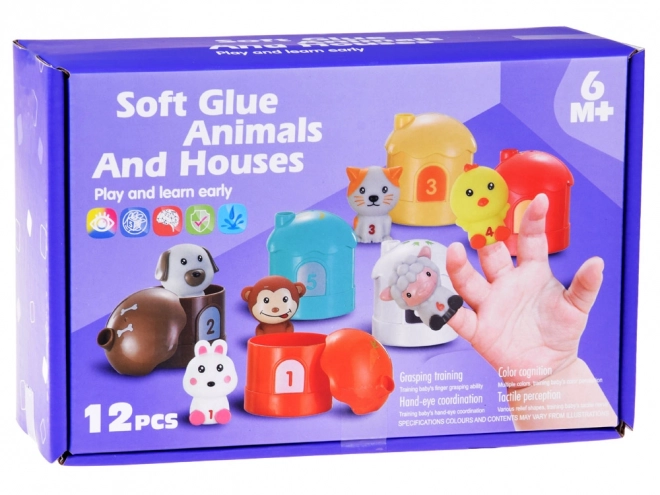 Animal Puppet Set in Houses with Numbers