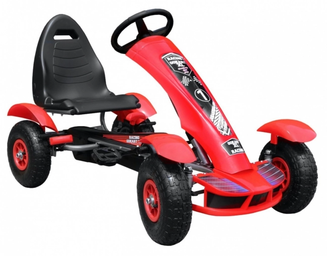 Racing Pedal Go-Kart XL for Kids 3+ Red + Inflatable Wheels + Adjustable Seat + Freewheel
