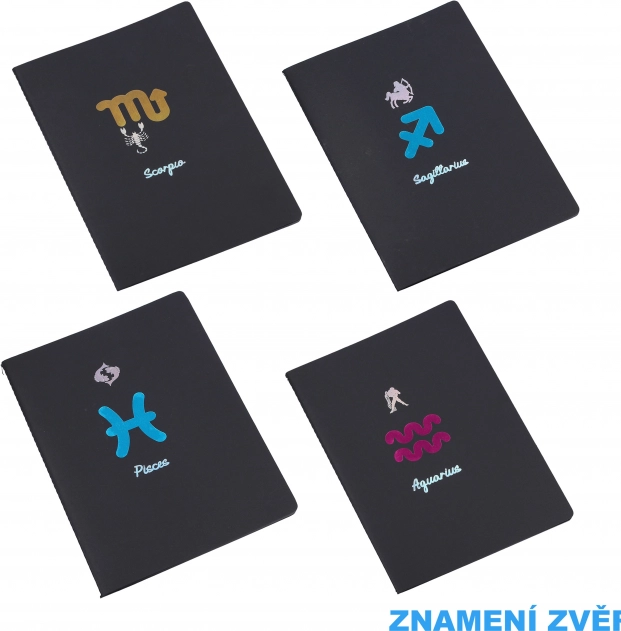 Zodiac poznámkový blok 18,5x25,5 cm s 26 černými linkovanými stranami