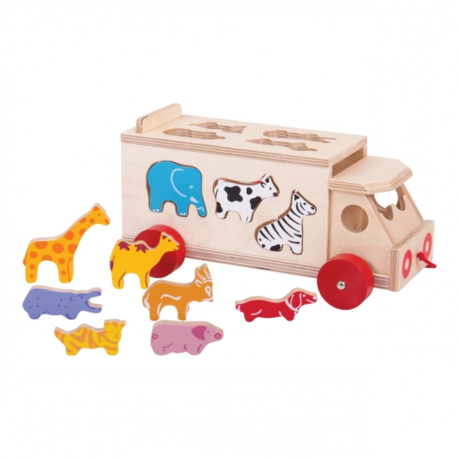 Bigjigs Wooden Animal Shape Sorter Truck