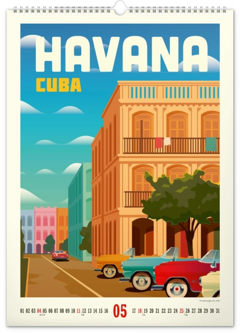 Wall calendar travel posters - world cities 2025