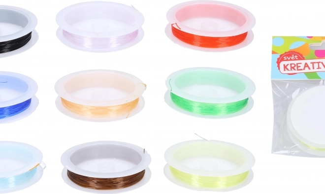Elastisk farvet perlesnor 0,6 mm, 7 m (9 farver)