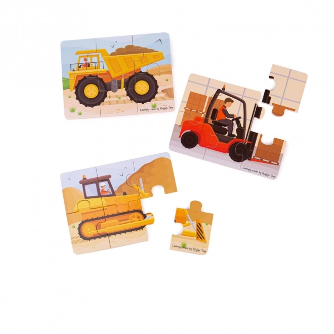 Bigjigs Toys 3-in-1 Construction Vehicles Puzzle