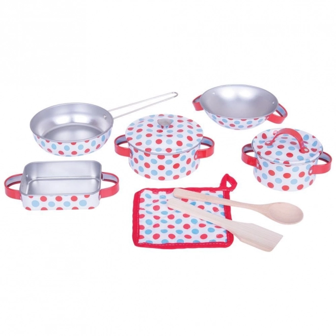 Bigjigs Toys Polka Dot Cookware Set