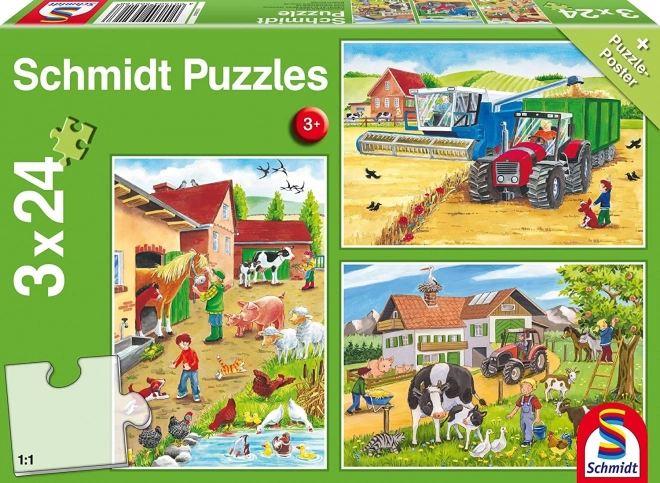 Schmidt Puzzle On The Farm 3x24 Pieces