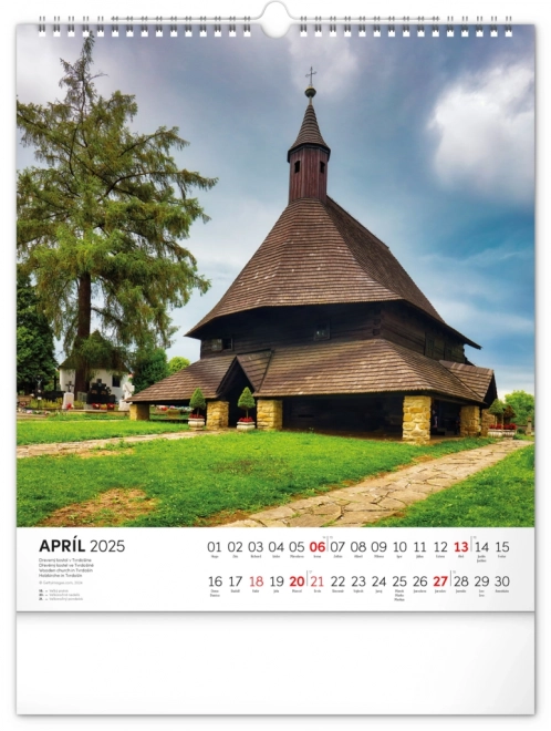 Wall Calendar Notable Sites of Slovakia 2025