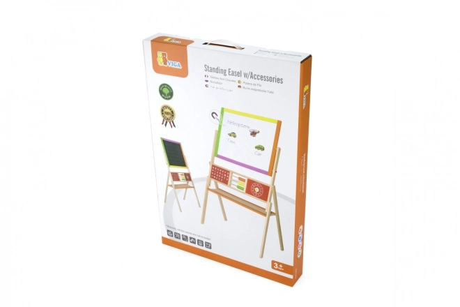 Wooden 2-in-1 Art Easel with Magnetic and Chalkboard