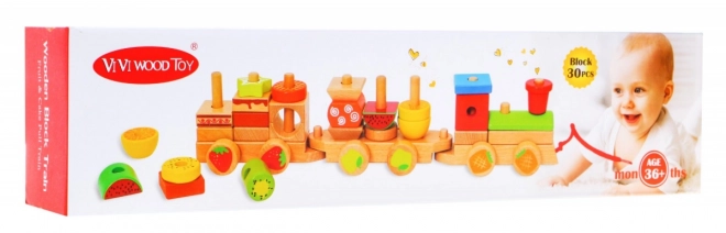 Wooden Train with Shape Sorters for Kids 3+