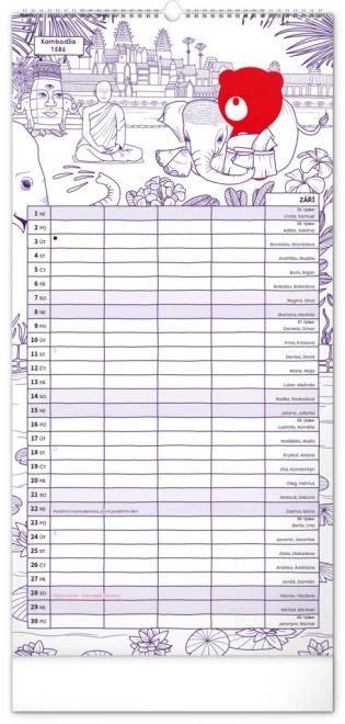 Family Planner Calendar with Teribear Illustrations 2025