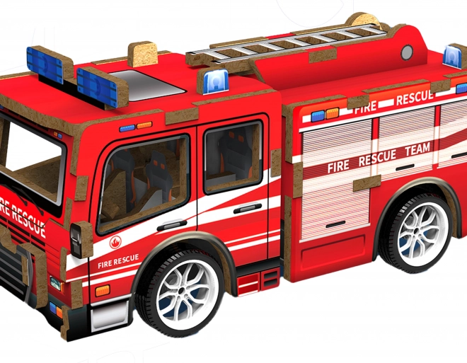 3D puzzel houten Brandweerauto 12 cm
