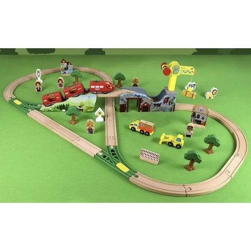 Wooden Train Set with Track for Children