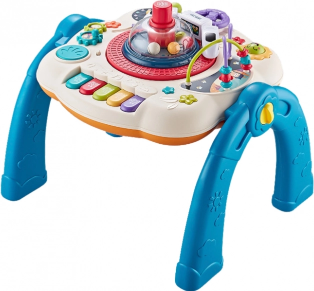 Interactive Educational Table 2-in-1 with Block Board Blue