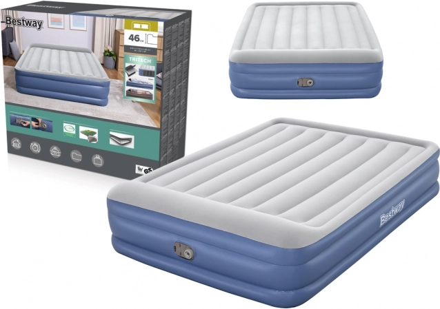 Opblaasbaar luchtbed 203 × 152 × 46 cm BESTWAY met ingebouwde pomp