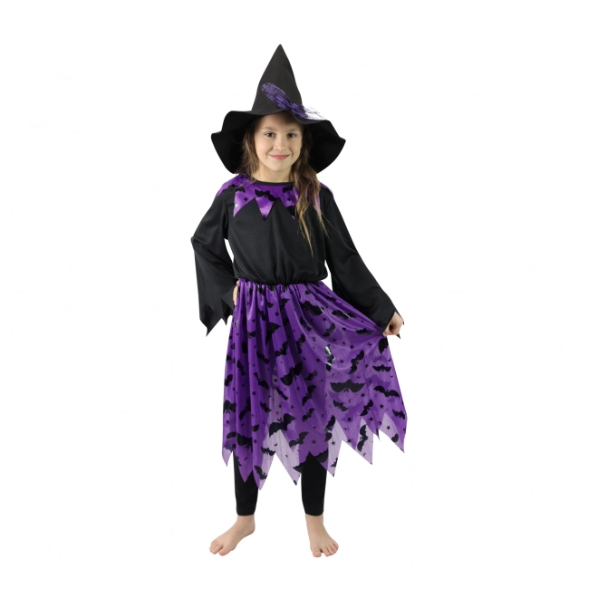 Witch Costume with Bats and Hat for Girls (Size M)