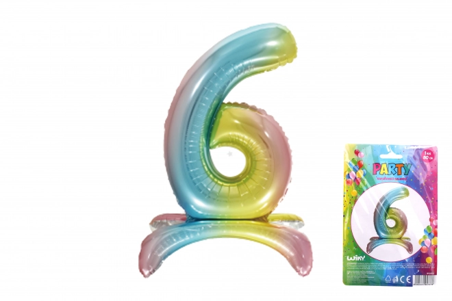 Inflatable Number 6 Rainbow Balloon