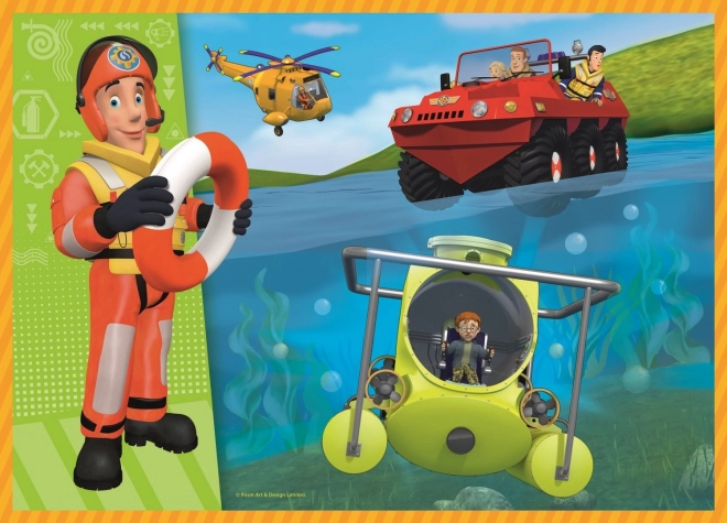 Brave FIREMAN SAM 4-in-1 Puzzle Set