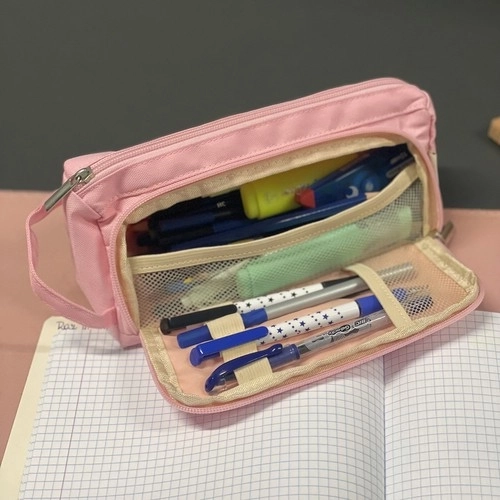 Large Pink Oxford Fabric School Pencil Case