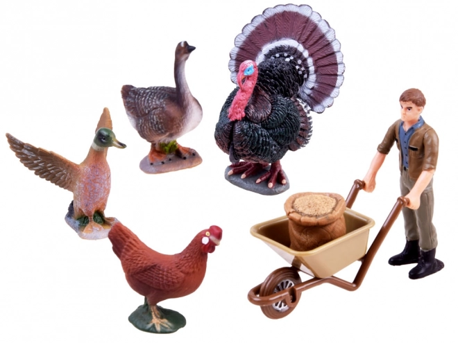 Farm Animal Figurine Set with Ostrich and Chicken – A