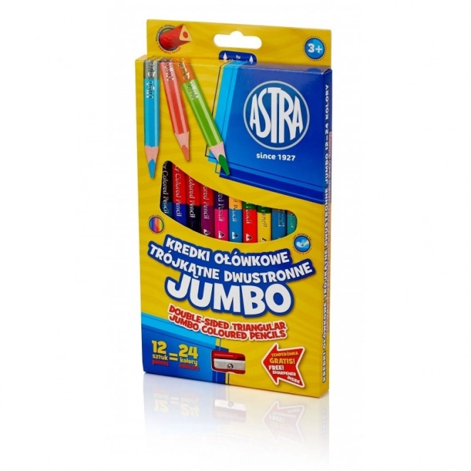 Astra Jumbo Triangular Double-Ended Colored Pencils Set