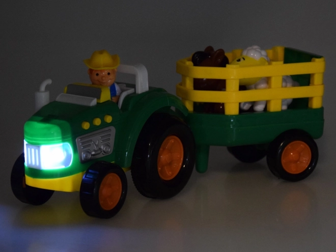 Farm Tractor with Trailer and Animals - Sound and Light