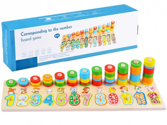 Colorful Wooden Puzzle with Numbers and Animals