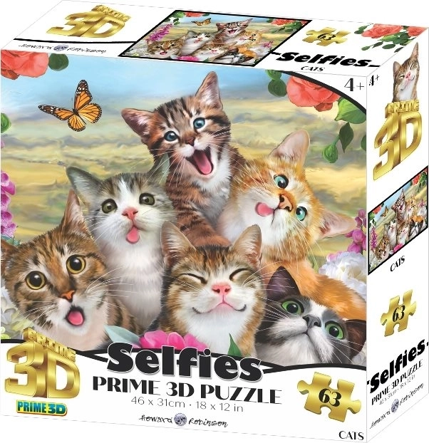 Prime 3D Cat Selfie Puzzle 63 Pieces