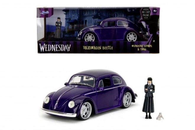 Wednesday Addams VW Beetle Toy with Figure