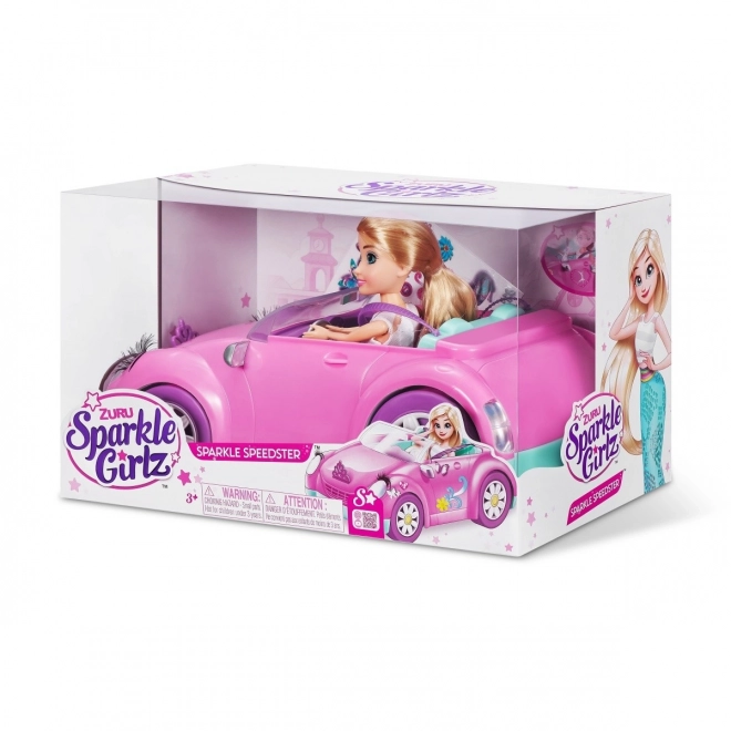 Convertible Doll Set 10.5 inch Pink Car