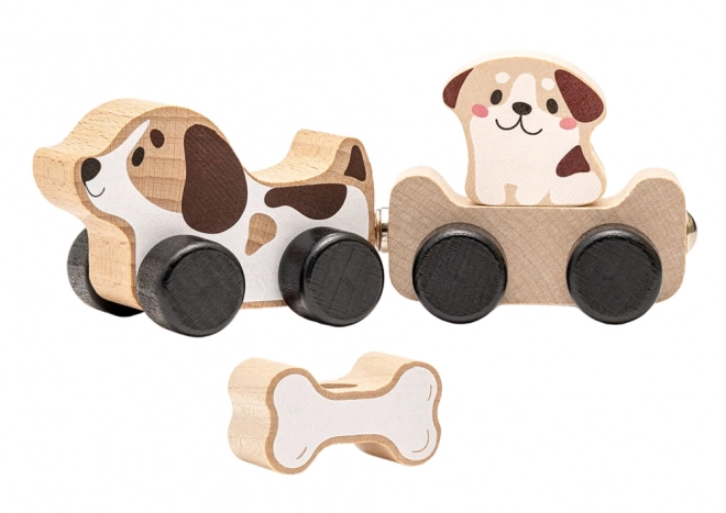 Wooden Toy Smart Puppies Bone