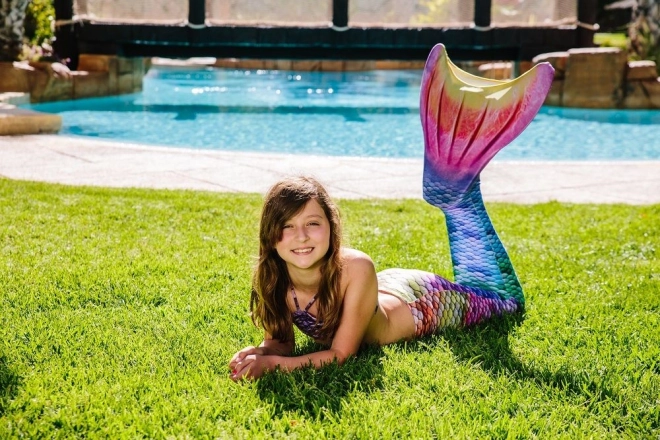 Mermaid Tail Swimsuit with Rainbow Monofin and Bikini