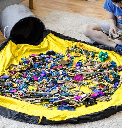 Toy and Block Storage Basket with Play Mat