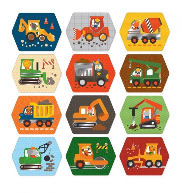 Petit Collage Construction Vehicles Memory Game