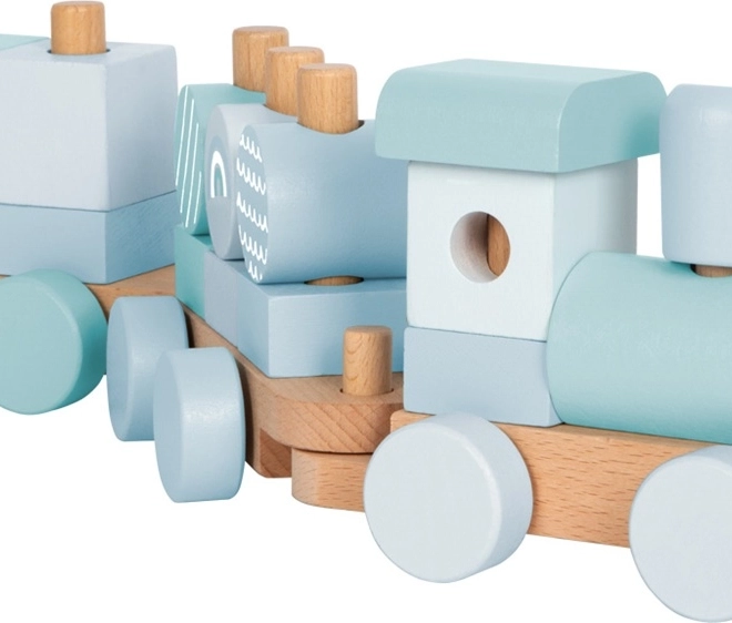 Small Foot wooden stacking train blue
