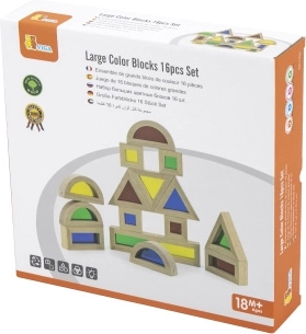 Wooden colored blocks for children, 16 pieces