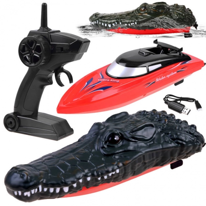 Remote-Controlled Crocodile Boat – Red