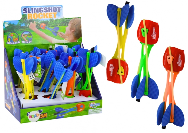 Colorful Foam Rocket with Slingshot Launcher