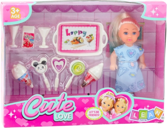 Set Mini Doll Sweet Accessories Blue Dress
