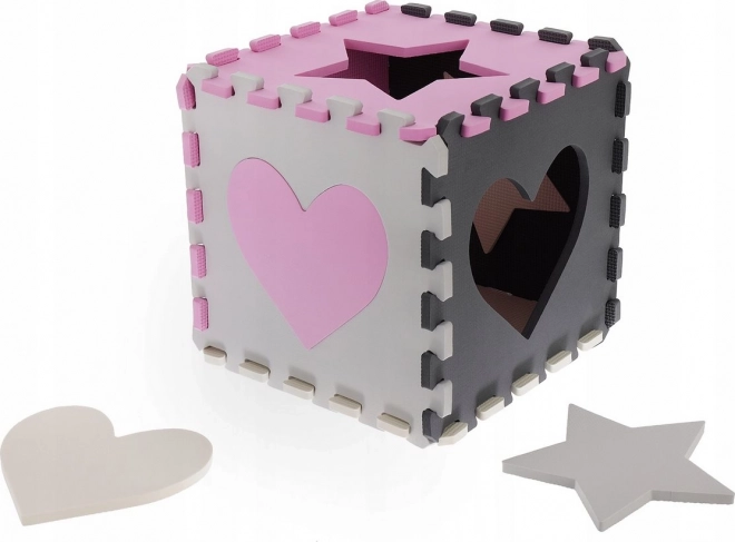 Foam Puzzle Gray-Pink Hearts and Stars