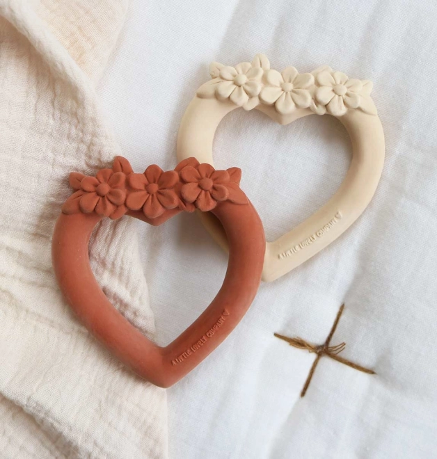 natural rubber teether - terracotta heart