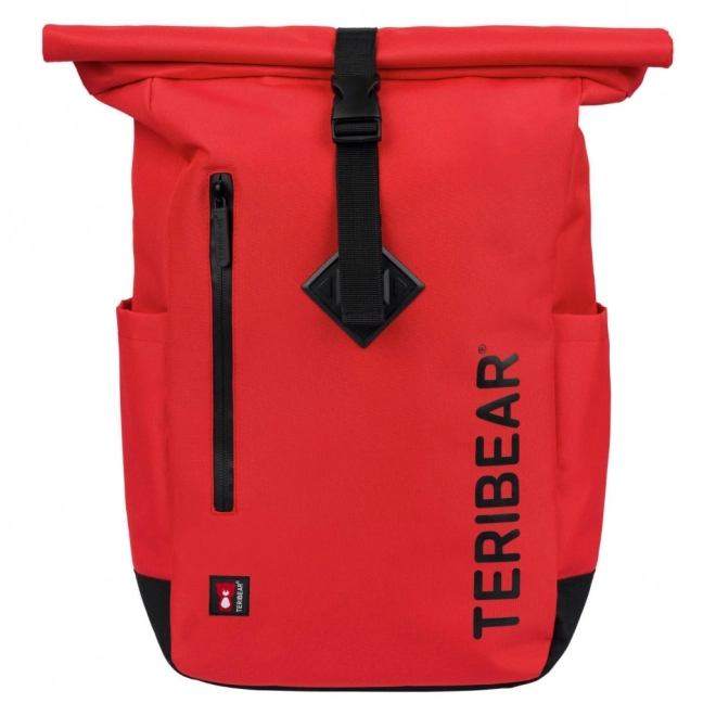 Baagl roll-top backpack Teribear red