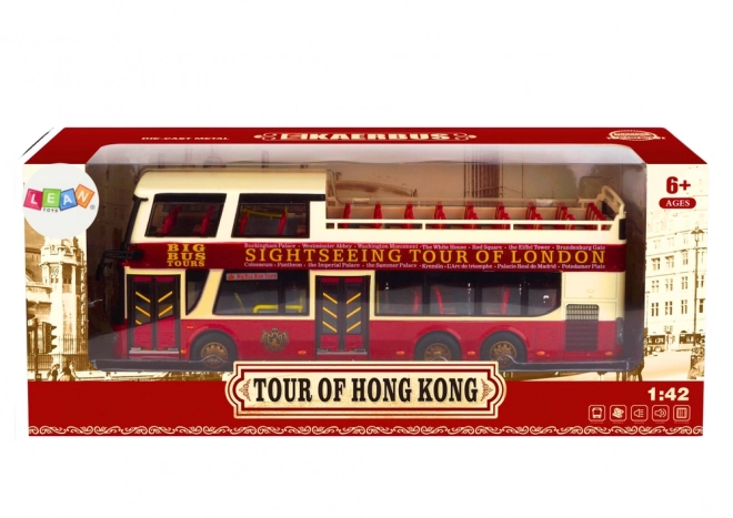 Red Double Decker Touring Bus 1:42 Metal Model with Lights