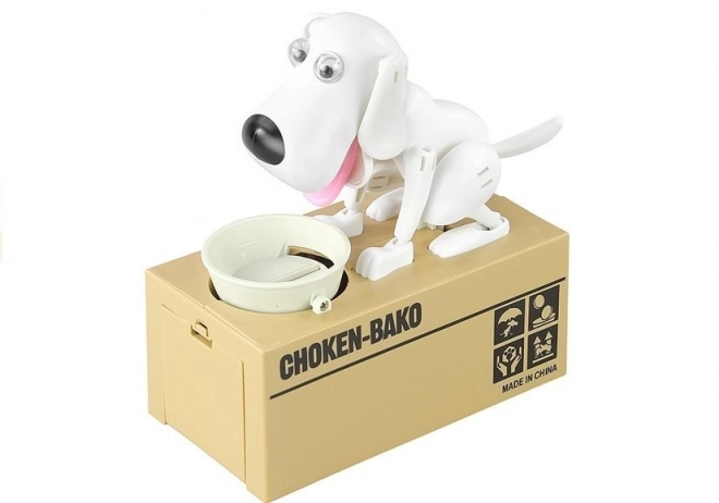 Coin-Eating Dog Piggy Bank White